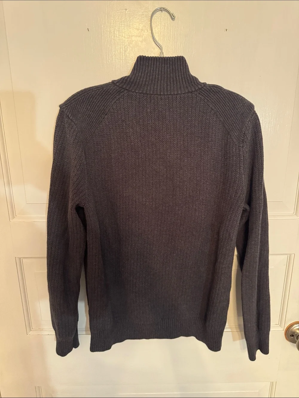 Banana Republic Men's Ribbed Shawl Collar Zip-Up Sweater - Charcoal